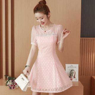 Crew-neck Short-sleeve A-line Dress