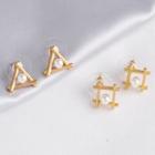 Faux Pearl Triangle Alloy Earring 1 Pair - Triangle - Gold - One Size