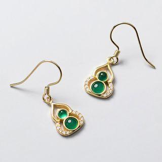 Rhinestone Calabash Drop Earring S925 Silver - As Shown In Figure - One Size