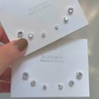3 Pair Set: Rhinestone Sterling Silver Earring