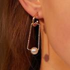 Faux Pearl Alloy Dangle Earring 01 - Dz-328 - 1 Pair - Gold - One Size