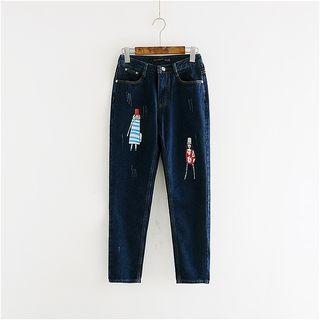 Embroidery Straight-leg Jeans
