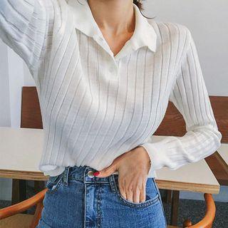 Colored Rib-knit Polo Shirt