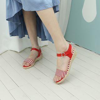 Stripe Ankle Strap Sandals