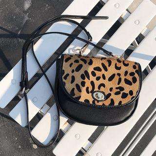Leopard Print Panel Crossbody Bag Leopard - One Size