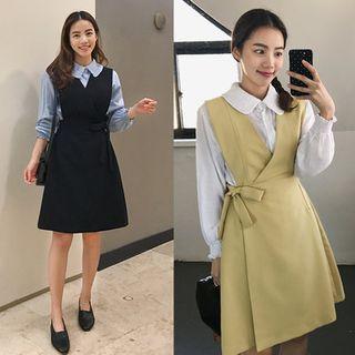 Sleeveless A-line Wrap-front Dress