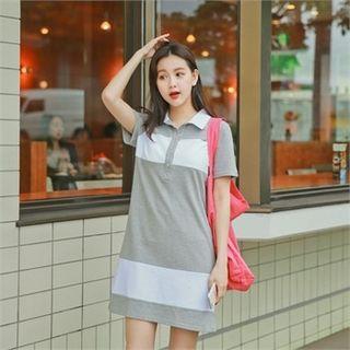 Two-tone Short-sleeve Polo Dress