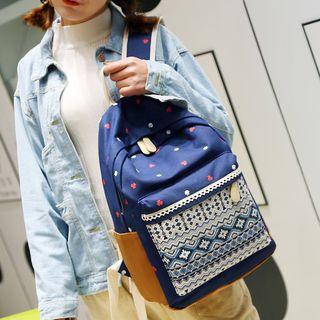 Ethnic-print Canvas Backpack