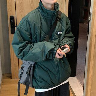 Lettering Quilted Zipped Jacket