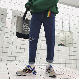Number Embroidered Jeans