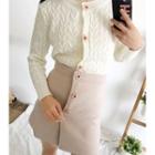 Cable Knit Cardigan / Embellished A-line Skirt / Set