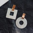 Non-matching Acrylic Square & Hoop Dangle Earring E282 - 1 Pair - Milky White - One Size