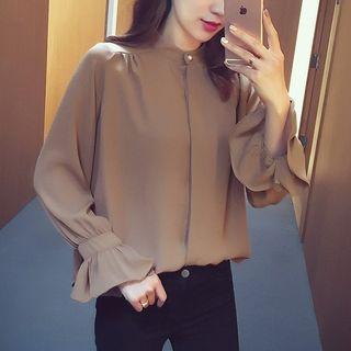 Flare-cuff Chiffon Shirt