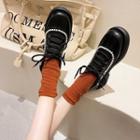 Block Heel Faux Pearl Lace Up Shoes