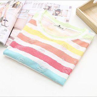 Distressed Stripe Short-sleeve T-shirt