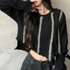 Striped Asymmetrical Sweater Black - One Size