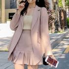 Double-breasted Blazer / Pleated Skirt / Set