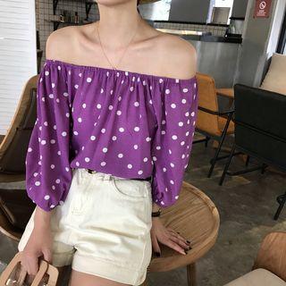 Dot Off-shoulder Short-sleeve Blouse