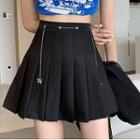 High-waist Chain A-line Pleated Skirt