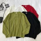 Cable-knit Crewneck Long-sleeve Sweater