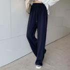 Drawstring Wide Leg Pants Navy Blue - One Size