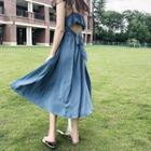 Open Back Strappy A-line Midi Dress / Lace Light Jacket