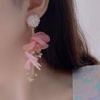 Flower Mesh Dangle Earring Flower - Tangerine Handle - Transparent - One Size