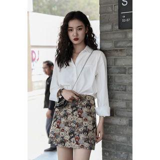 Bear Print Mini Pencil Skirt