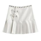 Faux Leather High-waist Zipped A-line Mini Skirt