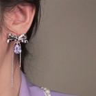 Rhinestone Fringed Earring 1 Pair - 925silver Earring - One Size