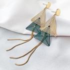 Triangular Dangle Earring 1 Pair - Green - One Size