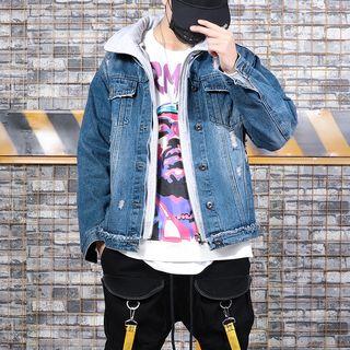 Mock Two-piece Zip-up Denim Jacket