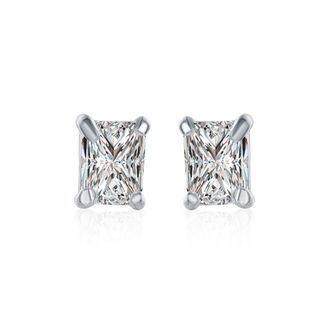 Simple And Fashion Geometric Rectangular Cubic Zircon Stud Earrings Silver - One Size