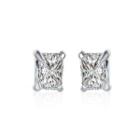 Simple And Fashion Geometric Rectangular Cubic Zircon Stud Earrings Silver - One Size