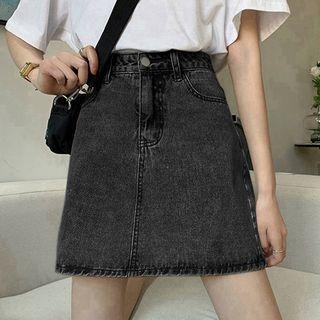 Mid Rise A-line Denim Skirt