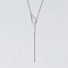 925 Sterling Silver Bar Pendant Necklace S925 Silver - Silver - One Size