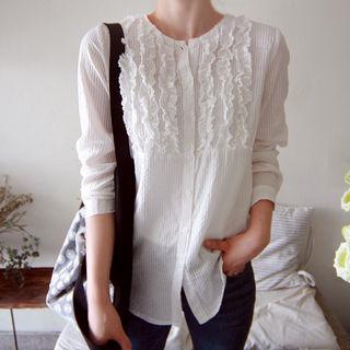 Round-neck Frill-trim Blouse