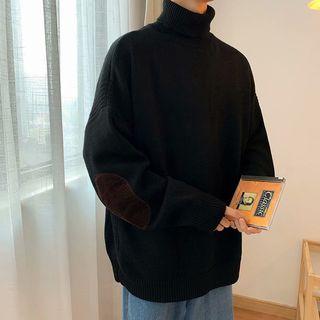 Applique Oversize Turtleneck Sweater