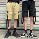Couple-matching Strap-accent Cargo Shorts