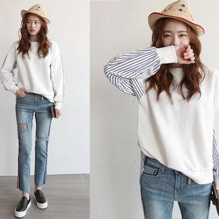 Stripe-back Cotton Sweatshirt