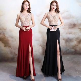 Sleeveless Side Slit Mermaid Evening Gown