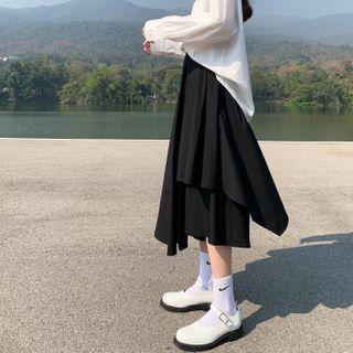 Irregular Hem A-line Midi Skort