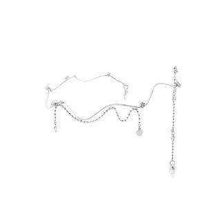 Faux Crystal Layered Choker Silver - One Size