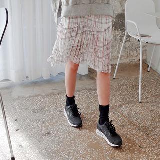 Crinkled Plaid Skirt