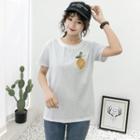 Short-sleeve Lemon Sequin T-shirt White - One Size