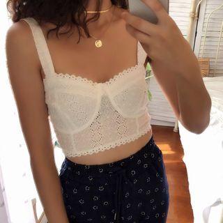 Plain Lace-trim Mini Tank Top