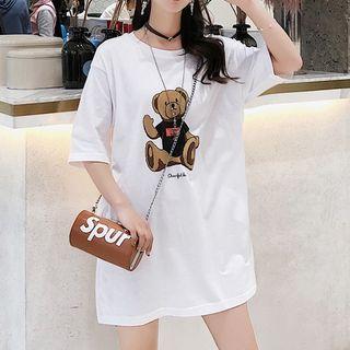 Bear Print Short-sleeve T-shirt Dress