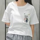 Embroidered Applique Elbow-sleeve T-shirt