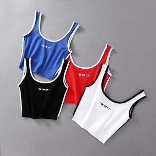 Contrast Trim U-neck Sleeveless Cropped Top