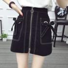 Front-zip Mini A-line Skirt